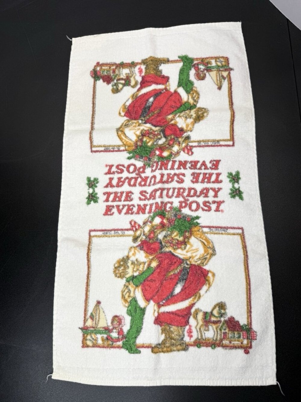 Vintage Cannon Kitchen Dish Towel The Saturday Evening Post Santa Christmas